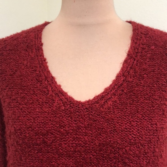 Anthropologie Sanctuary Sweater Size XS Cranberry Red Fuzzy Pullover - Picture 3 of 11